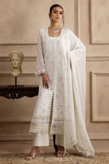3 Piece Unstitched Embroidered Swiss Voile Suit with Embroidered Chiffon Dupatta with Lace LSV-52017