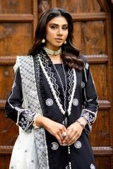 3 Piece Unstitched Schiffli Embroidered Lawn Suit with Embroidered Cotton Net Dupatta CN-52001
