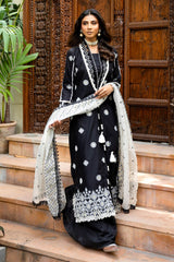 3 Piece Unstitched Schiffli Embroidered Lawn Suit with Embroidered Cotton Net Dupatta CN-52001