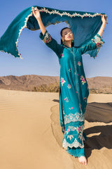 3 Piece Unstitched Embroidered Lawn Suit with Embroidered Denting Lawn Dupatta DN-52010