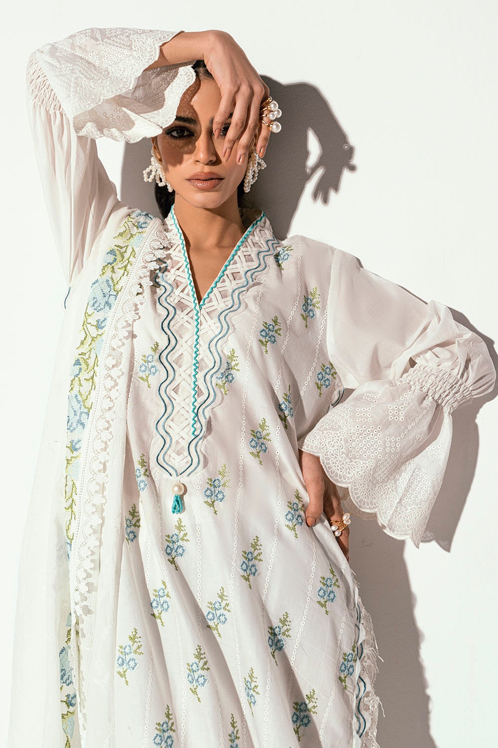 3 Piece Unstitched Embroidered Printed Denting Lawn Suit DN-52032