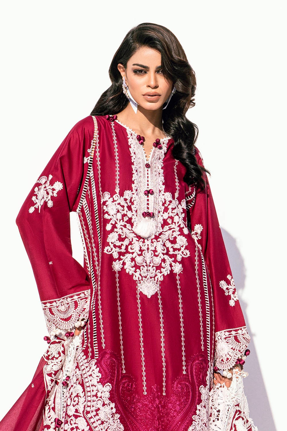 3 Piece Unstitched Embroidered Printed Denting Lawn Suit DN-42040