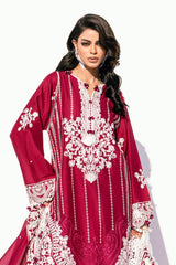 3 Piece Unstitched Embroidered Printed Denting Lawn Suit DN-42040