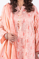 3 Piece Unstitched Lacquer Printed Lawn Suit with Embroidered Denting Lawn Dupatta DN-52002