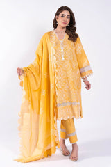 3 Piece Unstitched Embroidered Lawn Suit with Embroidered Denting Lawn Dupatta DN-52001