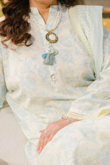 3 Piece Unstitched Printed Lawn Suit with Embroidered Denting Lawn Dupatta DN-52004