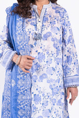 3 Piece Unstitched Printed Lawn Suit with Embroidered Denting Lawn Dupatta DN-52011