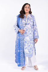 3 Piece Unstitched Printed Lawn Suit with Embroidered Denting Lawn Dupatta DN-52011