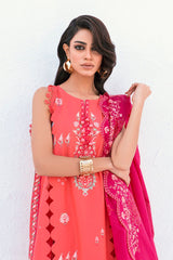 3 Piece Unstitched Embroidered Printed Denting Lawn Suit DN-52007