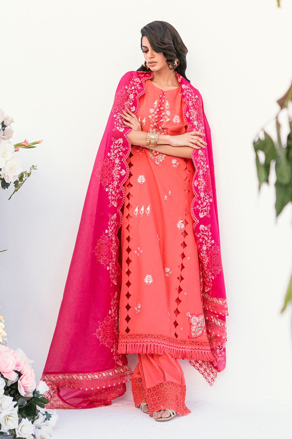 3 Piece Unstitched Embroidered Printed Denting Lawn Suit DN-52007