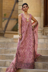 3 Piece Unstitched Embroidered Mehsuri Jacquard Suit with Embroidered Chiffon Dupatta FE-52031