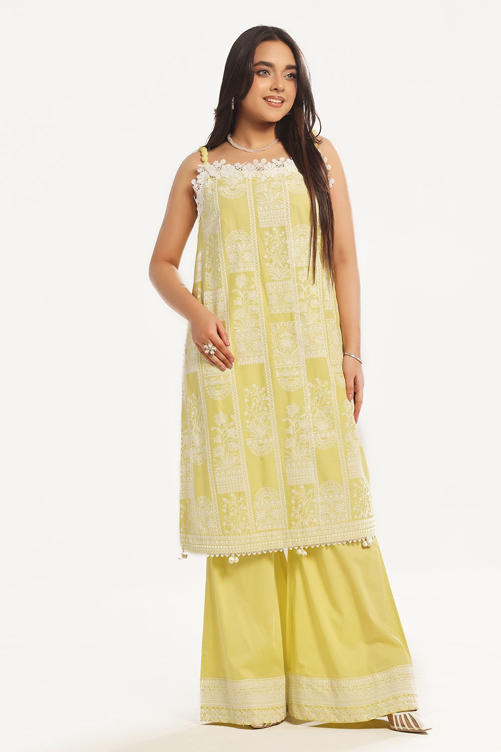 2 Piece Unstitched Embroidered Lawn Shirt with Dyed Trouser