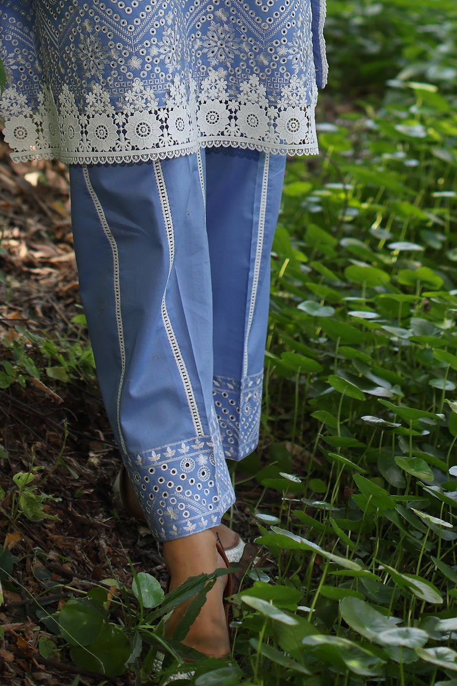 2 Piece Unstitched Embroidered Lawn Shirt with Dyed Trouser