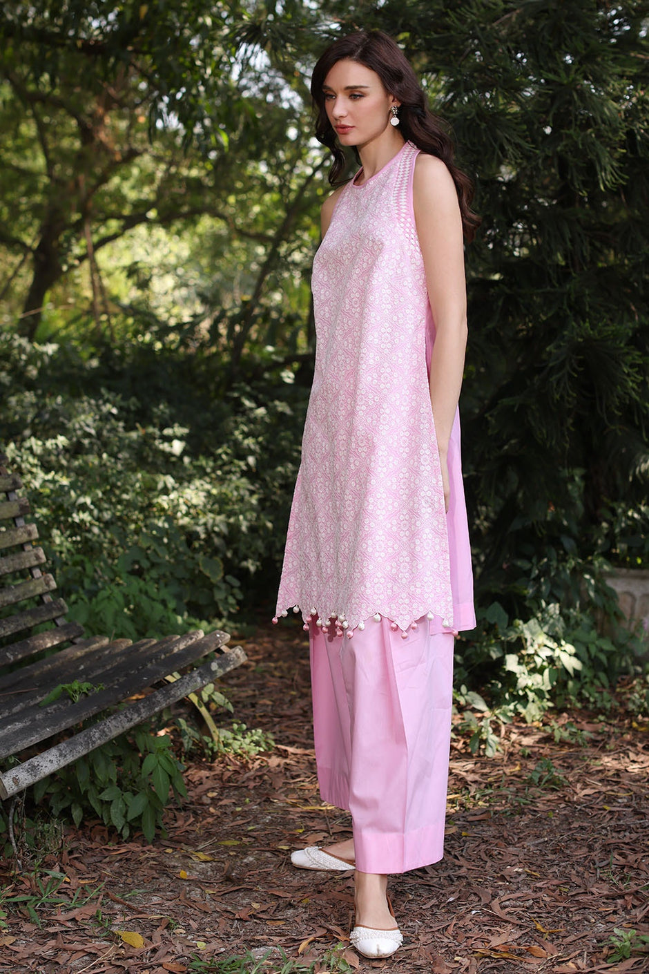 2 Piece Unstitched Embroidered Lawn Shirt with Dyed Trouser