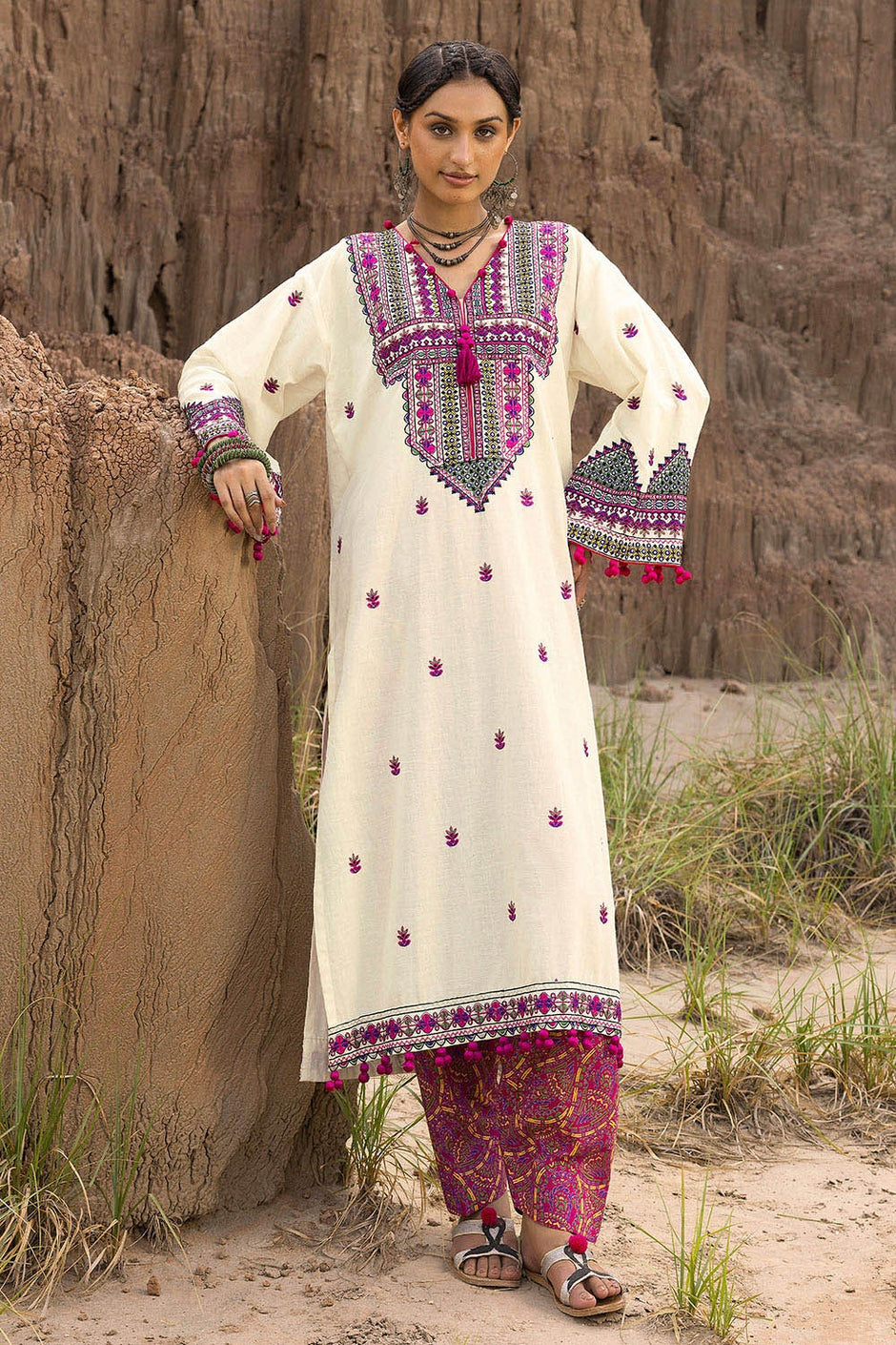 2 Piece Unstitched Embroidered Self Jacquard Suit