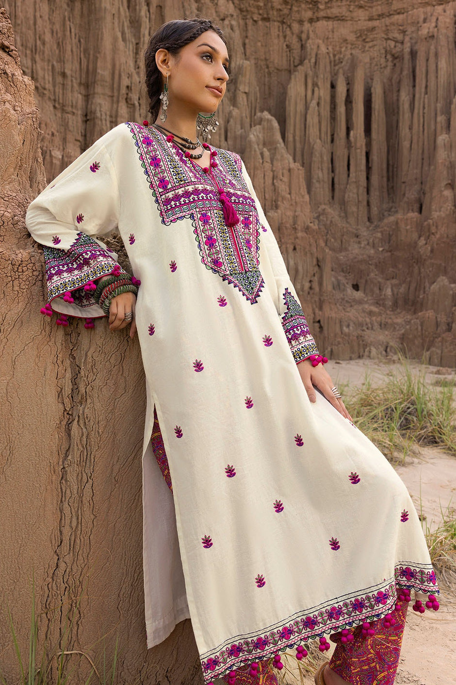 2 Piece Unstitched Embroidered Self Jacquard Suit