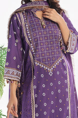 3 Piece Unstitched Embroidered Lawn Suit CL-52169