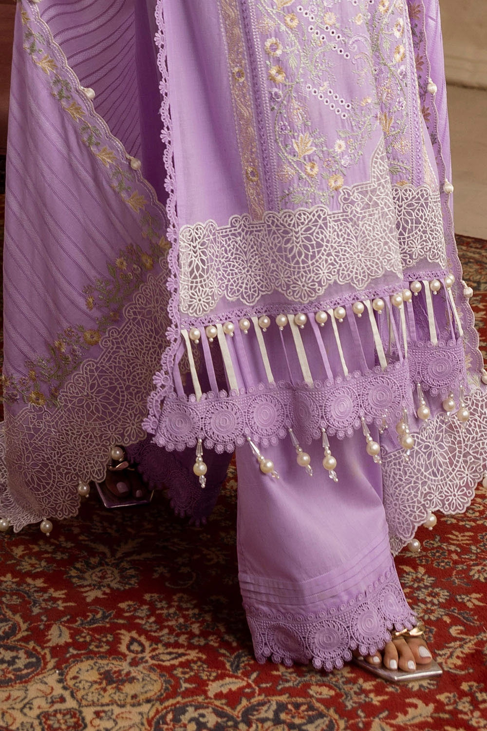 3 Piece Unstitched Embroidered Lawn Suit with Embroidered Leno Dupatta PM-52034