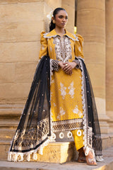 3 Piece Unstitched Embroidered Jacquard Suit with Embroidered Organza Dupatta FE-52001