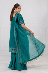 3 Piece Unstitched Embroidered Paper Cotton Suit with Embroidered Paper Cotton Dupatta FE-52032