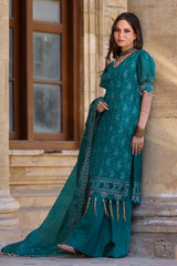 3 Piece Unstitched Embroidered Paper Cotton Suit with Embroidered Paper Cotton Dupatta FE-52032