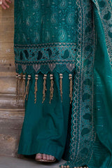 3 Piece Unstitched Embroidered Paper Cotton Suit with Embroidered Paper Cotton Dupatta FE-52032