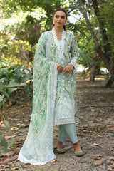 3 Piece Unstitched Embroidered Printed Lawn Suit with Embroidered Printed Chiffon Dupatta PR-52007
