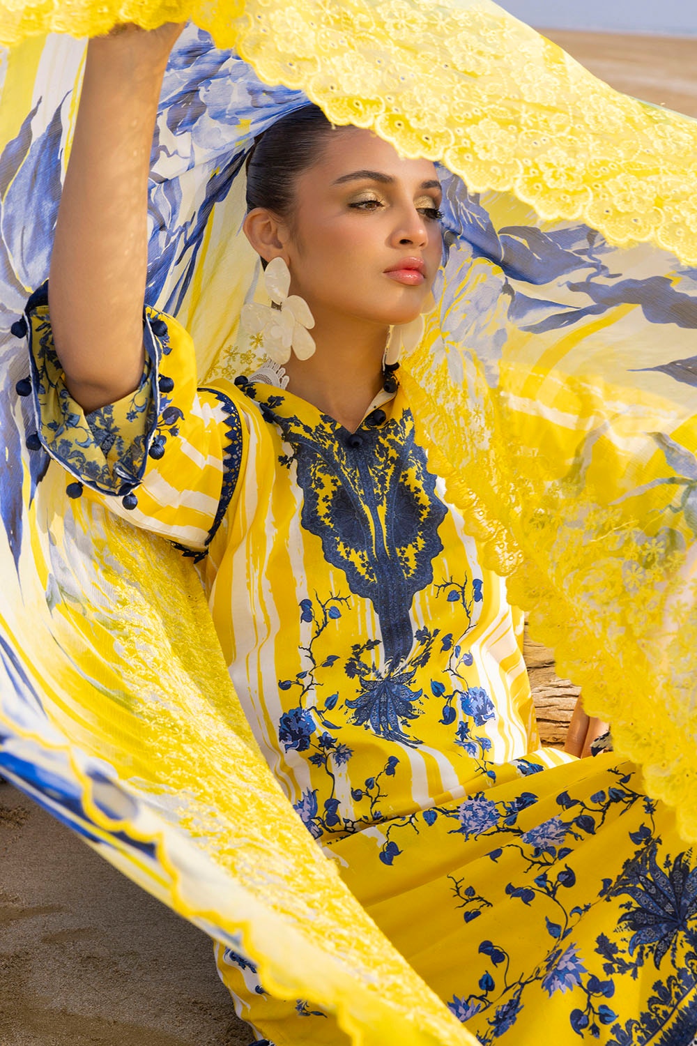 3 Piece Unstitched Printed Lawn Suit with Embroidered Chiffon Dupatta BCT-52015