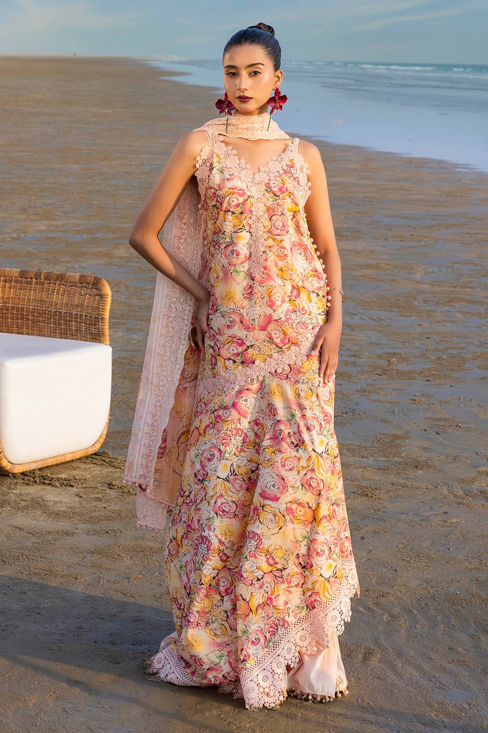 3 Piece Unstitched Printed Lawn Suit with Embroidered Chiffon Dupatta BCT-52016