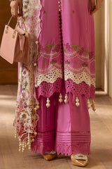 3 Piece Unstitched Embroidered Lawn Suit with Embroidered Chiffon Dupatta BM-52014