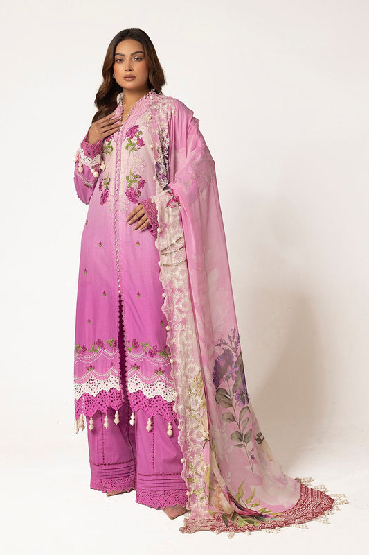 3 Piece Unstitched Embroidered Lawn Suit with Embroidered Chiffon Dupatta BM-52014