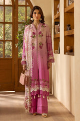3 Piece Unstitched Embroidered Lawn Suit with Embroidered Chiffon Dupatta BM-52014