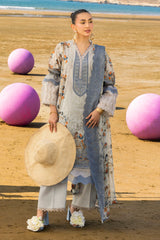 3 Piece Unstitched Embroidered Printed Lawn Suit with Embroidered Printed Chiffon Dupatta BCT-52014