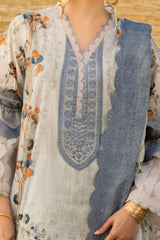 3 Piece Unstitched Embroidered Printed Lawn Suit with Embroidered Printed Chiffon Dupatta BCT-52014