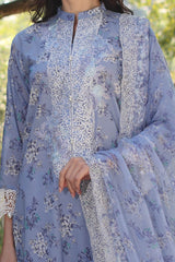 3 Piece Unstitched Embroidered Printed Lawn Suit with Embroidered Printed Chiffon Dupatta PR-52009