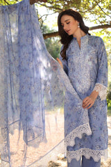 3 Piece Unstitched Embroidered Printed Lawn Suit with Embroidered Printed Chiffon Dupatta PR-52009