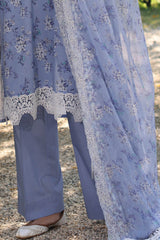 3 Piece Unstitched Embroidered Printed Lawn Suit with Embroidered Printed Chiffon Dupatta PR-52009