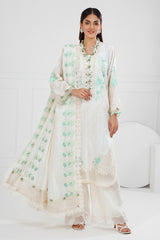 3 Piece Unstitched Embroidered Stripe Suit with Embroidered Stripe Dupatta FE-52014