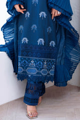 3 Piece Unstitched Embroidered Paper Cotton Self Jacquard Suit with Zari Stripe Dupatta FE-52004