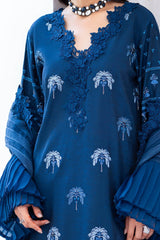 3 Piece Unstitched Embroidered Paper Cotton Self Jacquard Suit with Zari Stripe Dupatta FE-52004