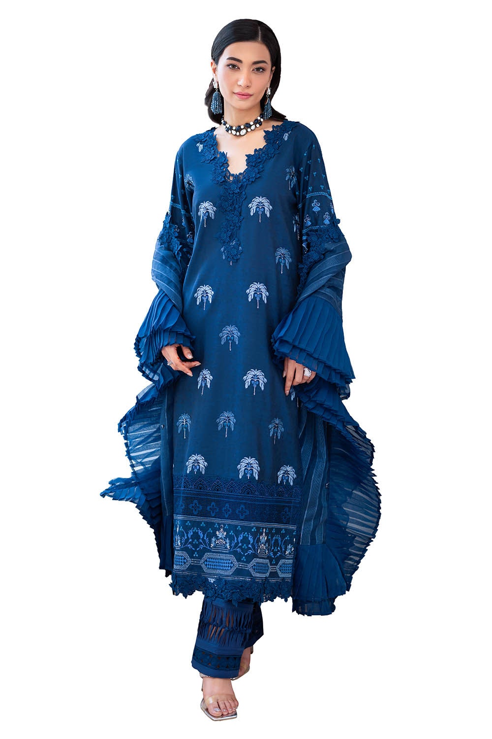 3 Piece Unstitched Embroidered Paper Cotton Self Jacquard Suit with Zari Stripe Dupatta FE-52004