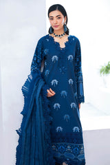 3 Piece Unstitched Embroidered Paper Cotton Self Jacquard Suit with Zari Stripe Dupatta FE-52004