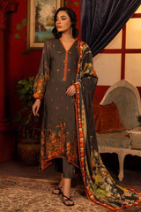 3 Piece Embroidered Linen Unstitched Suit with Digital Printed Linen Dupatta LT-32005