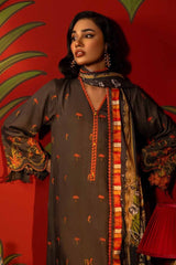 3 Piece Embroidered Linen Unstitched Suit with Digital Printed Linen Dupatta LT-32005