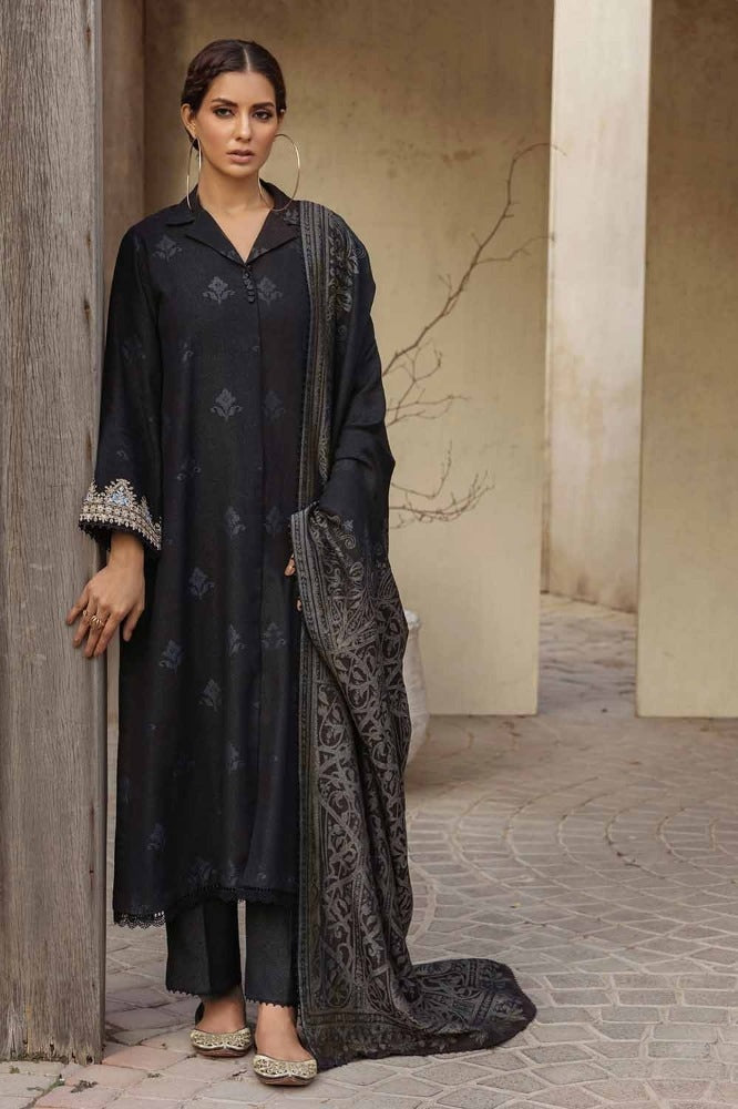 3 Piece Karandi Jacquard Unstitched Suit with Karandi Jacquard Dupatta