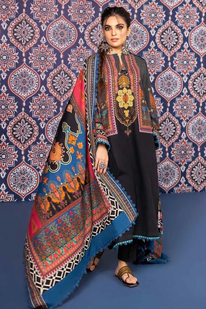 3 Piece Khaddar Printed Unstitched Suit K-32034