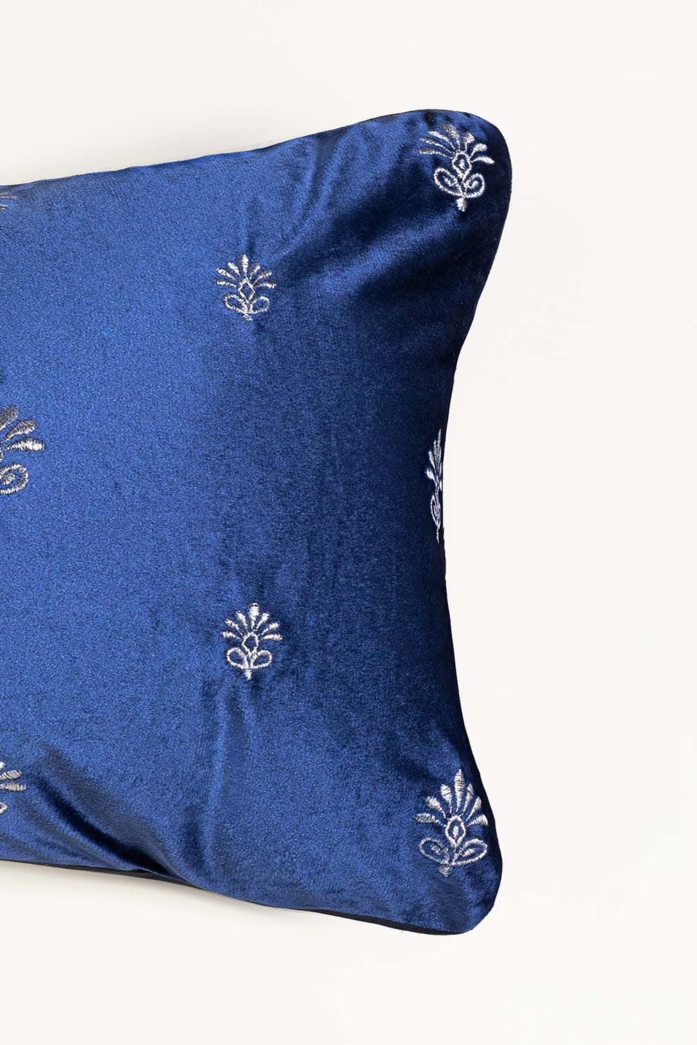 Essential Navy Velvet Embroidered Deck Cushion Cover