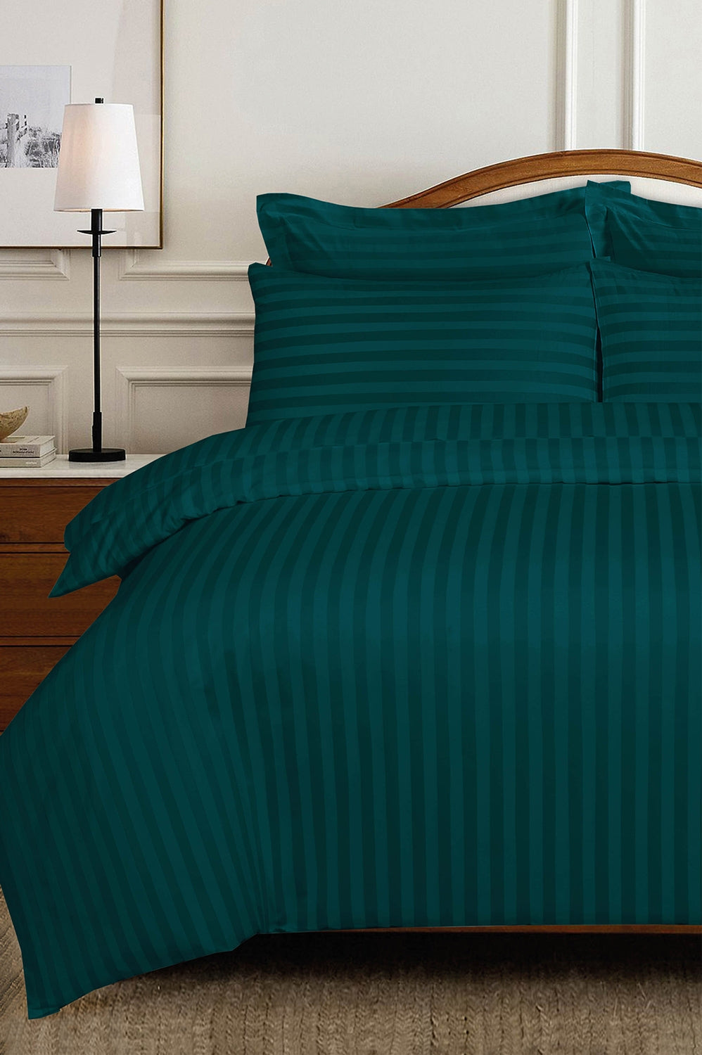 Evergreen Stripe Satin T-250 Quiltcover Set