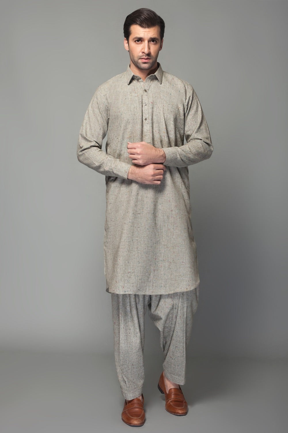 Light Green Unstitched Fabric Bannu Donigal