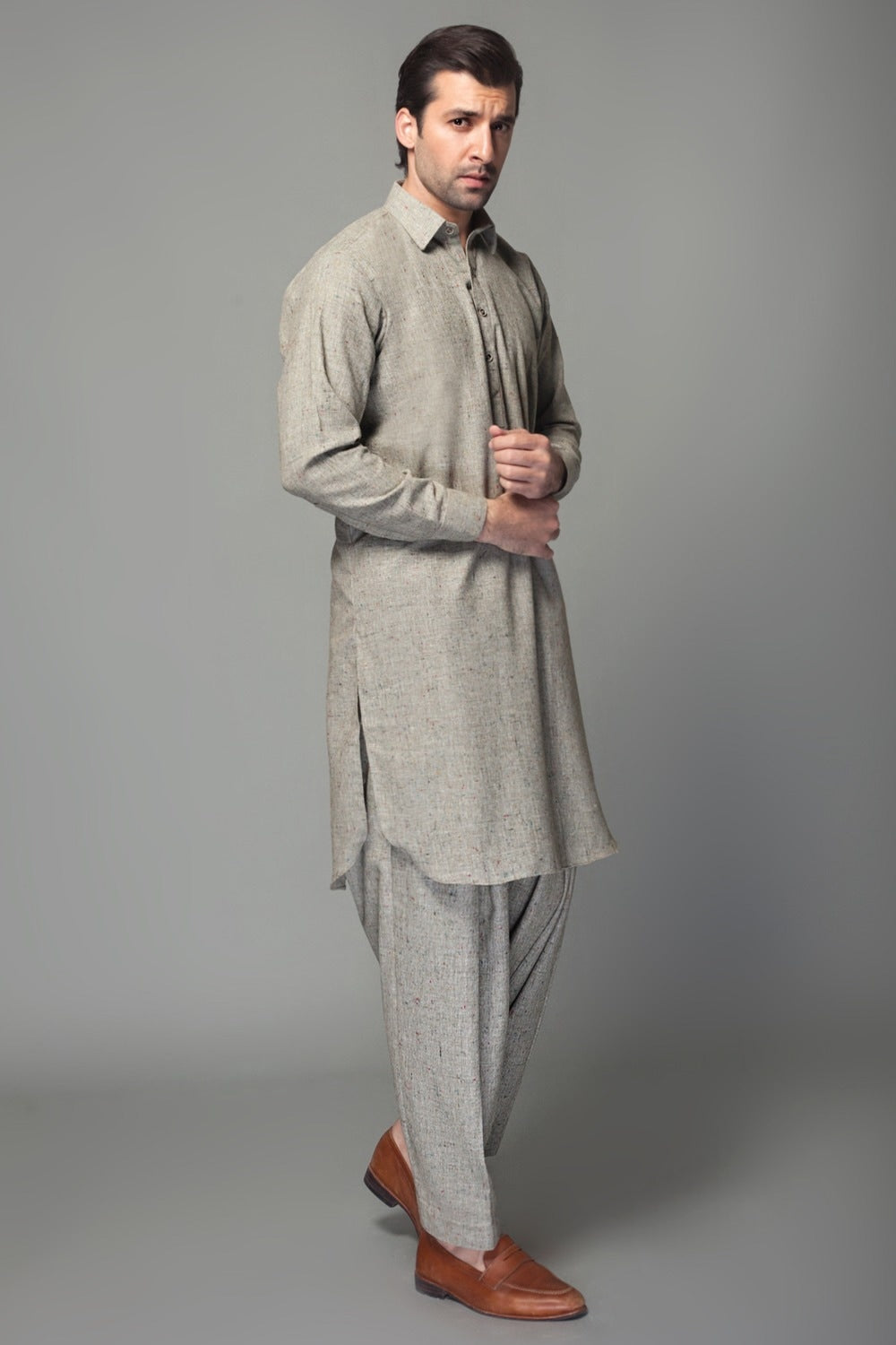 Light Green Unstitched Fabric Bannu Donigal